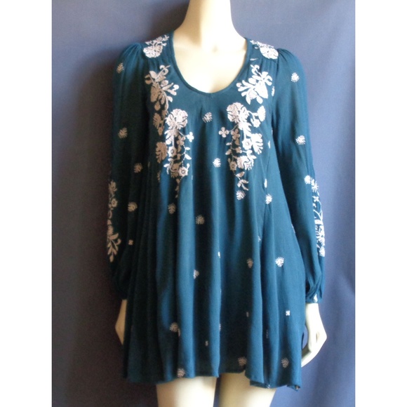 Free People Dresses & Skirts - Free People Teal Sweet Tennessee Mini Dress XS